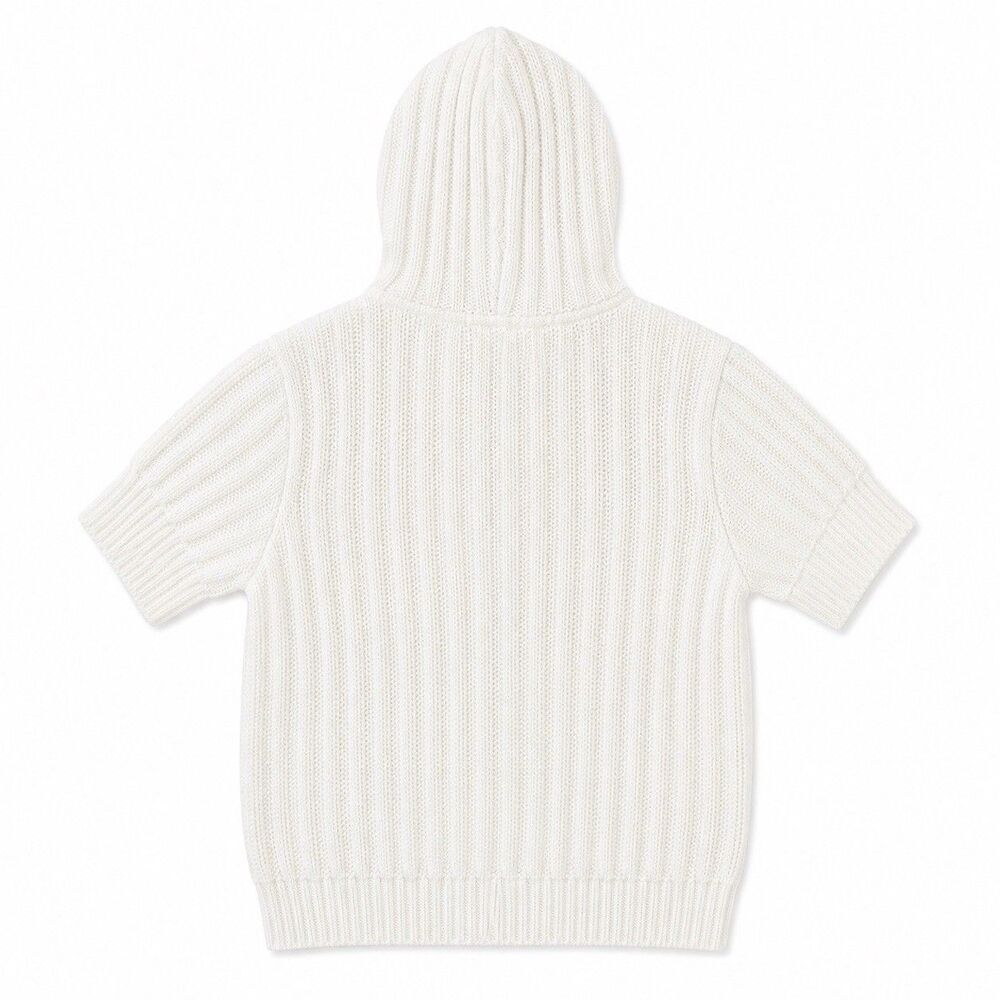 Sonoma White Cotton Hooded Zip Sweater Short Sleeve Knit M - Picture 3 of 7